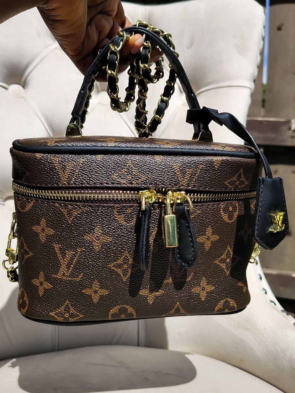 Mini Monogram Vanity Bag in Brown with Gold Hardware